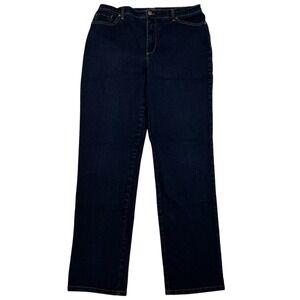 Gloria Vanderbilt Amanda Straight Leg Dark Wash Denim Blue Jeans Sz 14 Missy